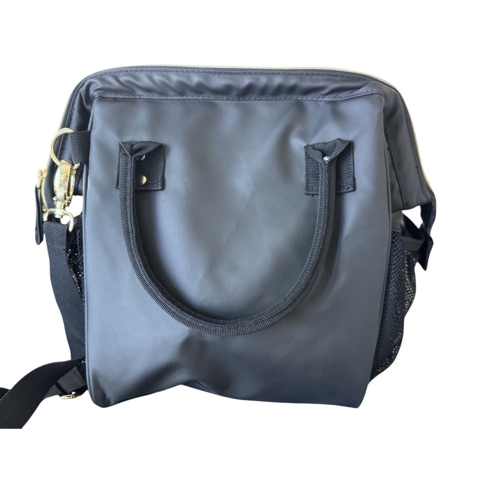 Kyreen Cooler Lunch Bag Unisex OS Black Nylon Crossbody Top Handle Gold Zip - Picture 8 of 13